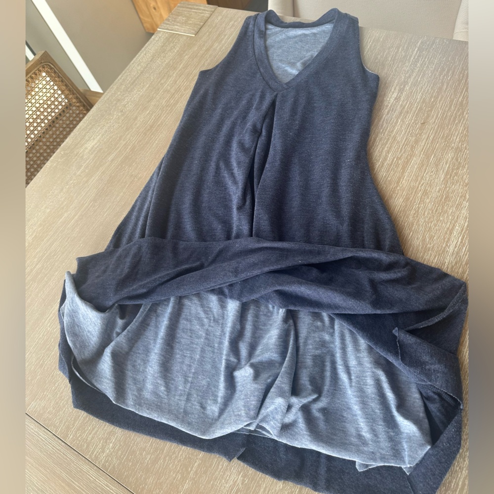 Kokoon Reversible V-Neck Pleated Front Racerback Blue Casual Dress Small